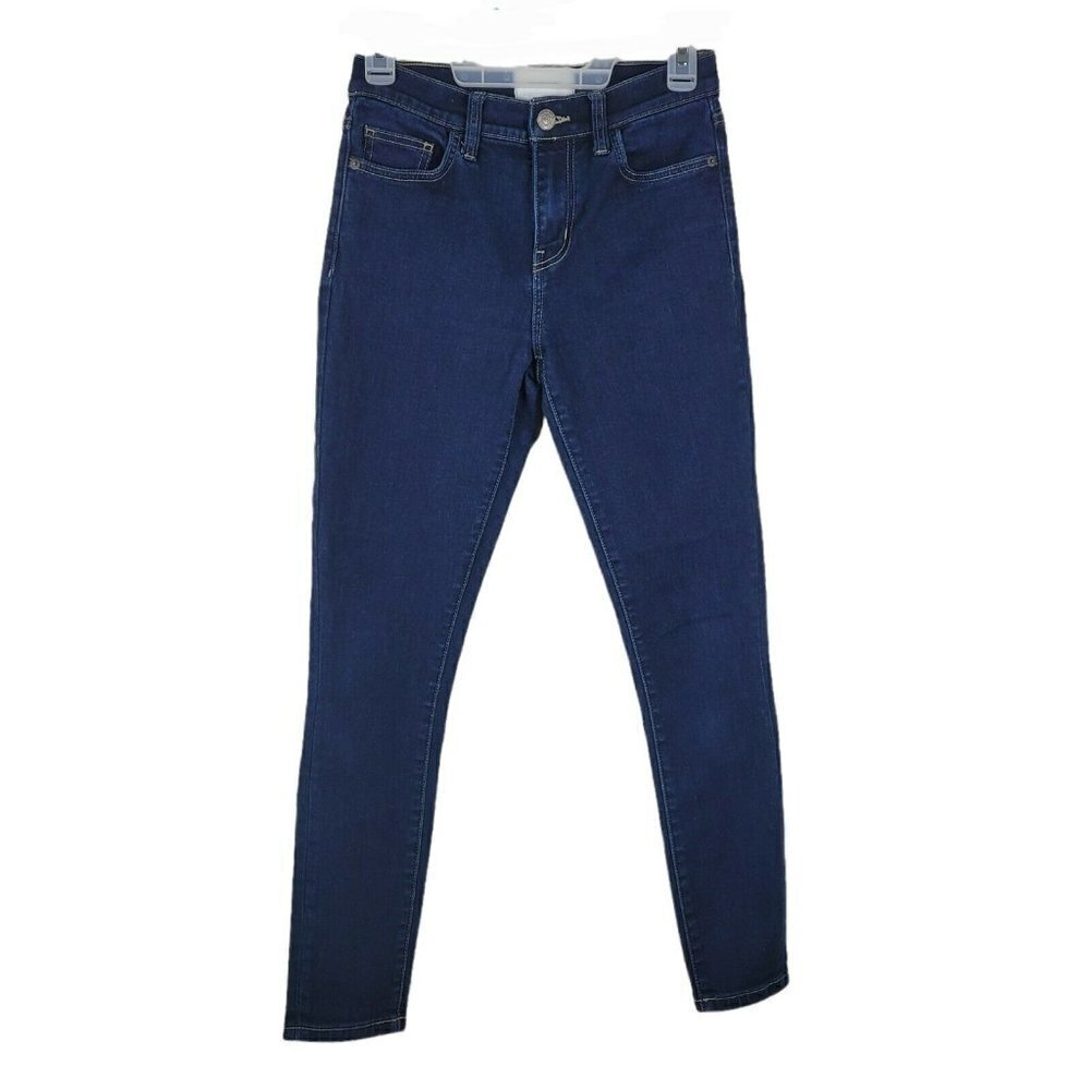 Current Elliot Mid Rise Ankle Jeans Skinny Dark Wash Sz 26 Contrast Stitching